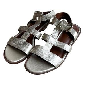 Franco Sarto Moni 7.5M gold metallic leather sandals flats gladiator style shoes